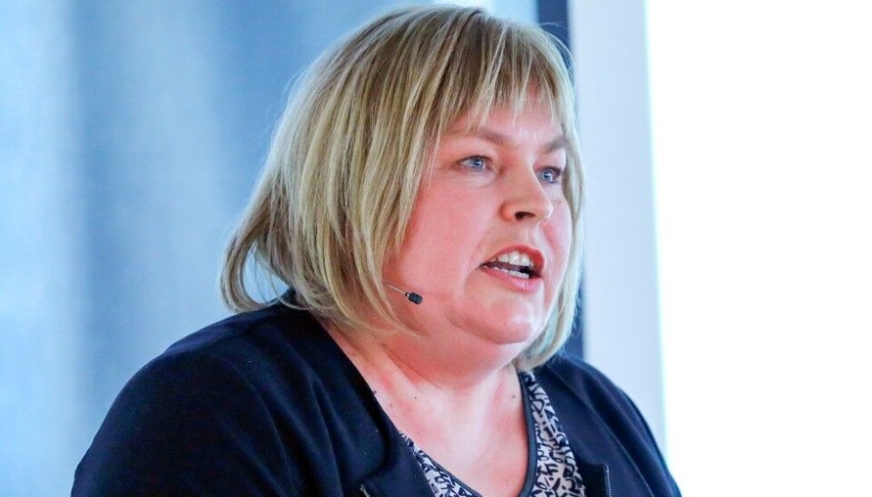 Fjerner annonser: Generalsekretær i Norsk Presseforbund, Elin Floberghagen, er blitt gjort oppmerksom på at en av skuespillerne i de nye reklamefilmene de har laget, har flere domfellelser bak seg og pressetoppen fjerner nå enkelte av annonsene. Foto: Fredrik Hagen/NTB