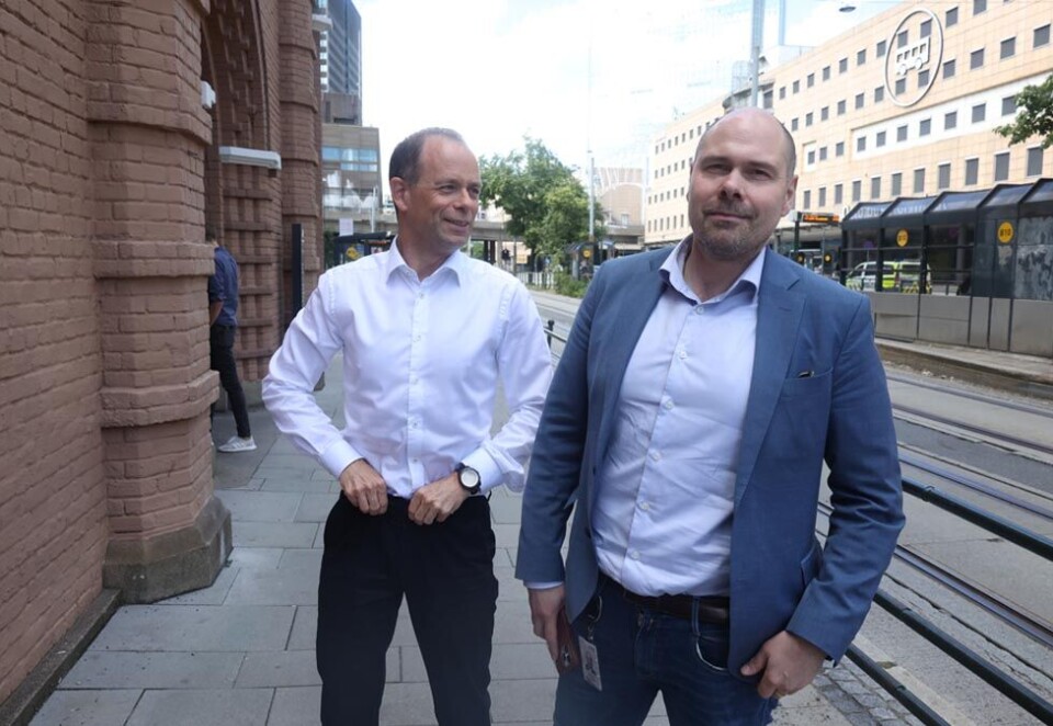 Høyt priset: Med en verdsettelse på nærmere 200 millioner kroner, er det mye som tyder på at Amedia-toppene Gisle Torheim og Anders Opdahl bladde dypt i lommeboken for å sikre seg podkastplattformen Untold. - Podkast isolert sett er lønnsomt for oss, sier Anders Oppdah. Foto: Eivor Eriksen.