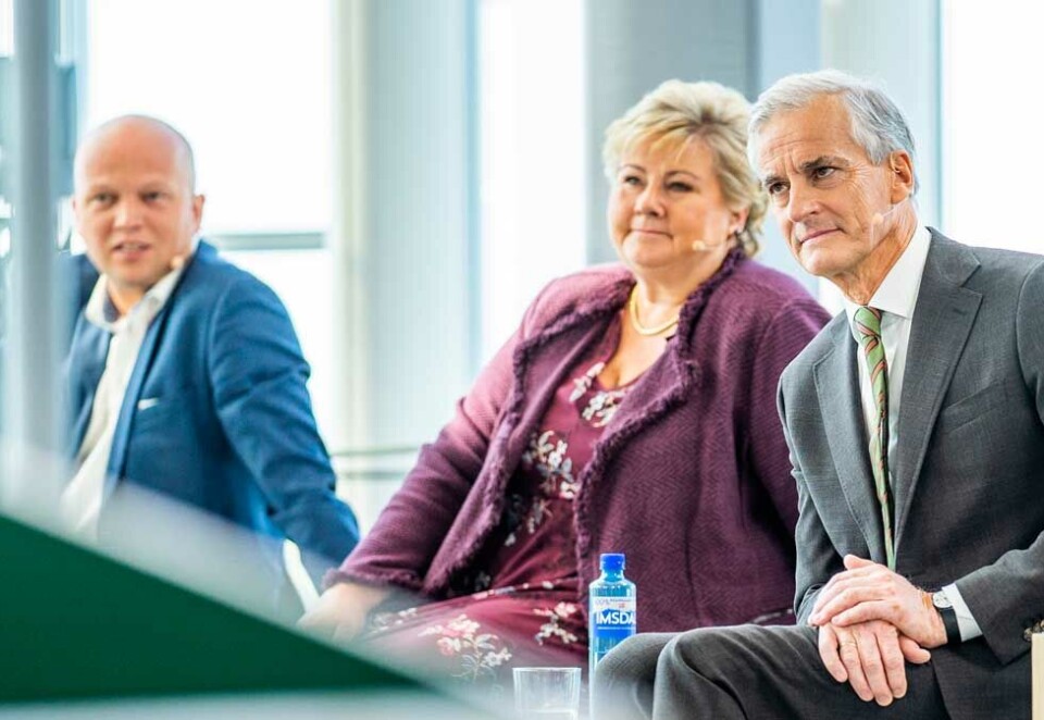 Kommer bakfra: Norge har fått en ny statsministerkandidat i Sp-leder, Trygve Slagsvold Vedum. Valgkampen fremover kan vel så mye handle om Vedum og Ap-leder, Jonas Gahr Støre, som Gahr Støre og statsminister Erna. Solberg fra Høyre. Foto: Scanpix.