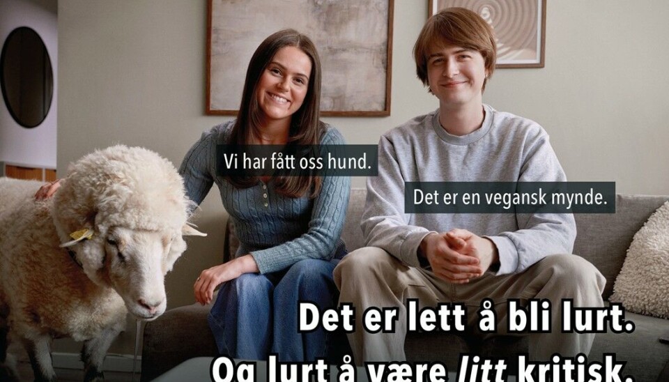 Bransjekampanje: Her ser du en av printannonsene i den nye bransjekampanjen til Norges Presseforbund og Norsk Redaktørforening. Modellene i denne annonsen har ingenting med voldsdommen å gjøre.